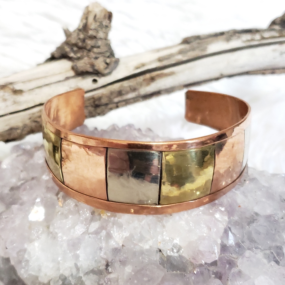 Artisan Copper Square Flexible Cuff Bracelet - image 7